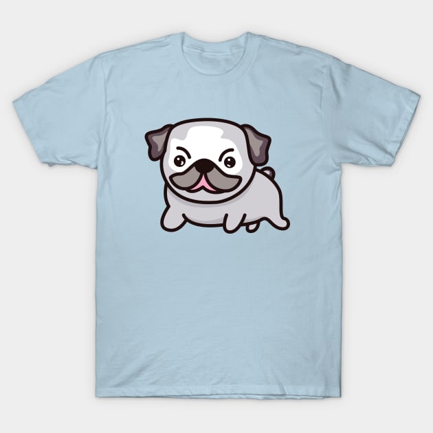 Pug Dog Lover - Cute Dog Drawing T-Shirt by Kawaii Bomb